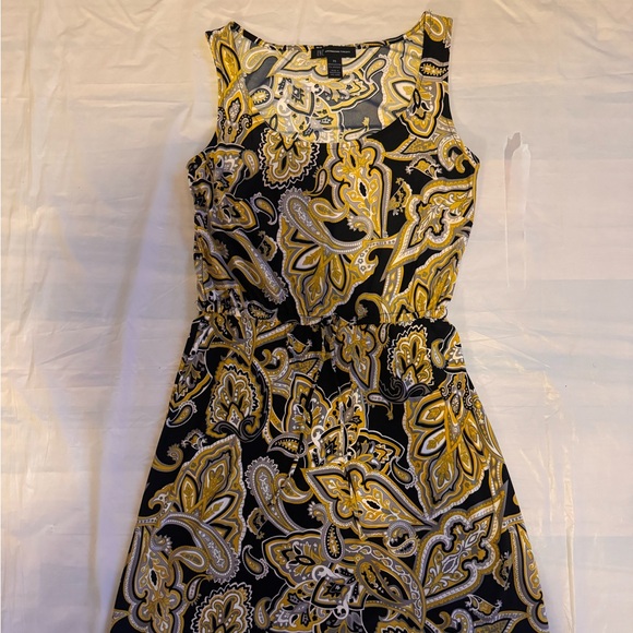 INC International Concepts Black and Gold Paisley Midi Dress - Picture 1 of 9
